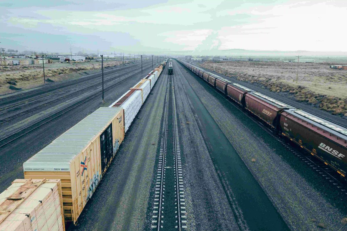 Land transportation services - Railway yard with freight trains and cargo containers